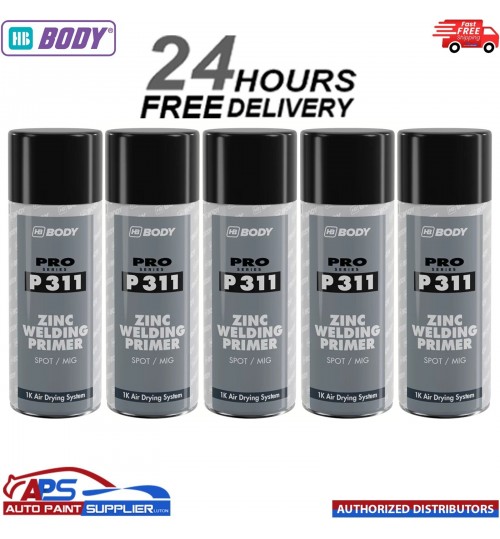 5 X HB BODY P311 ZINC WELD THROUGH PRIMER AEROSOL 400ML - BLACK